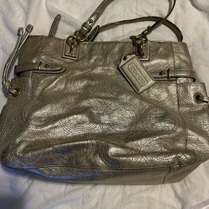 Light gold leather Coach purse